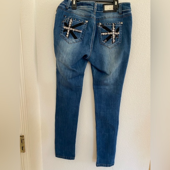 E-line Jeans USA- Straight Skinny Jeans Distressed, Juniors Size 13 - Picture 2 of 7